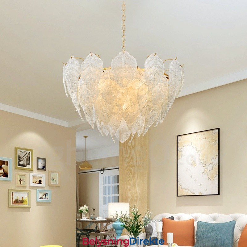 Moderne Og Moderne Pendellampe I Stål Med 4 Lys Og Glassskjerm