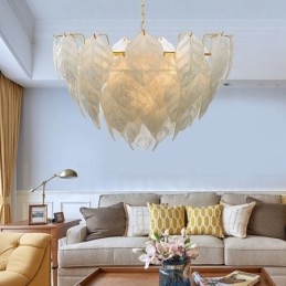 Moderne Og Moderne Pendellampe I Stål Med 4 Lys Og Glassskjerm