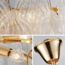 Moderne Og Moderne Pendellampe I Stål Med 4 Lys Og Glassskjerm