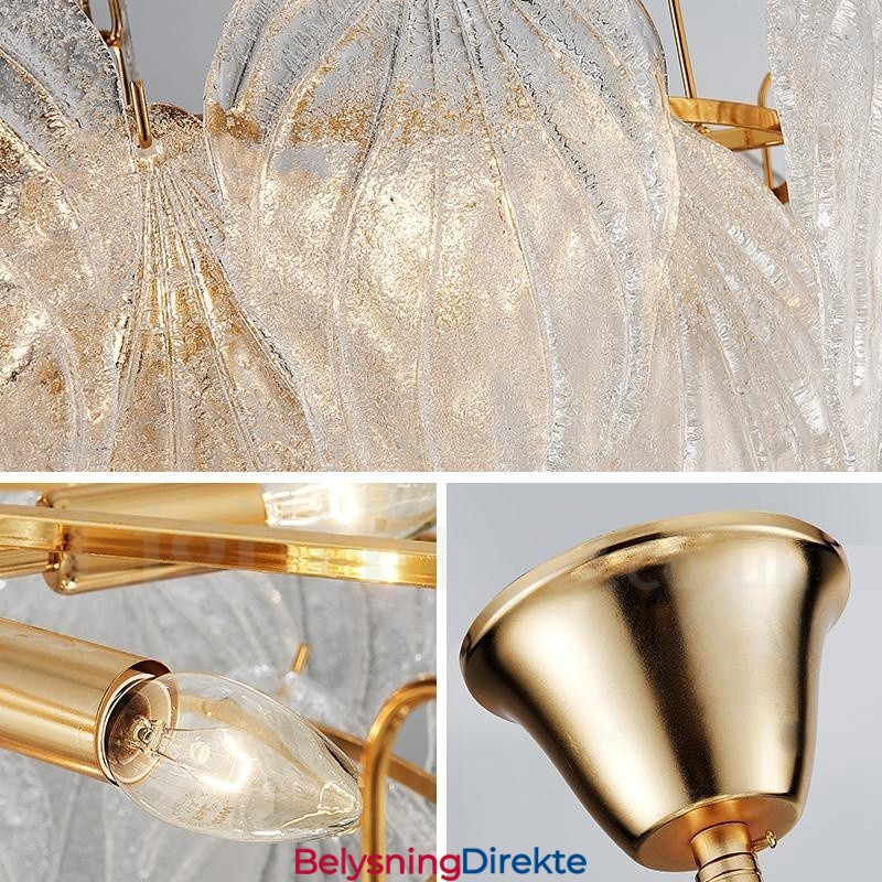 Moderne Og Moderne Pendellampe I Stål Med 4 Lys Og Glassskjerm