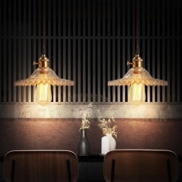 Rustic Lodge Retro Stål Pendellampe Med 1 Lys Og Glassskjerm