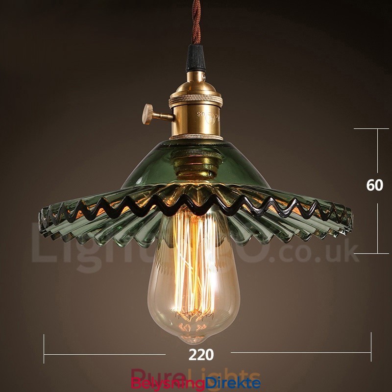 Rustic Lodge Retro Stål Pendellampe Med 1 Lys Og Glassskjerm