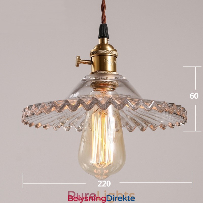 Rustic Lodge Retro Stål Pendellampe Med 1 Lys Og Glassskjerm