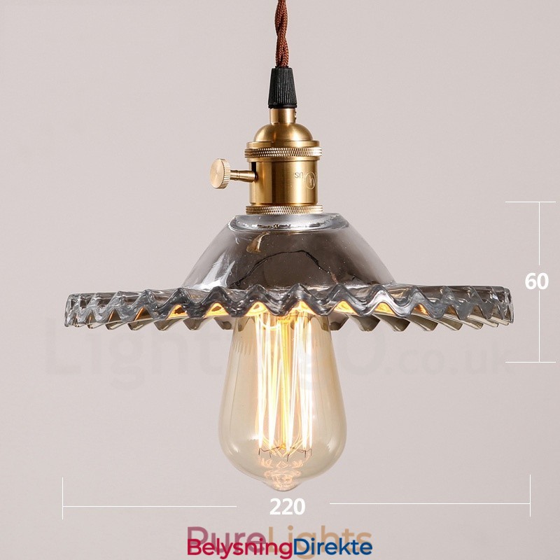 Rustic Lodge Retro Stål Pendellampe Med 1 Lys Og Glassskjerm