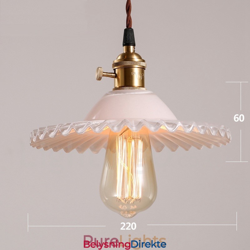 Rustic Lodge Retro Stål Pendellampe Med 1 Lys Og Glassskjerm