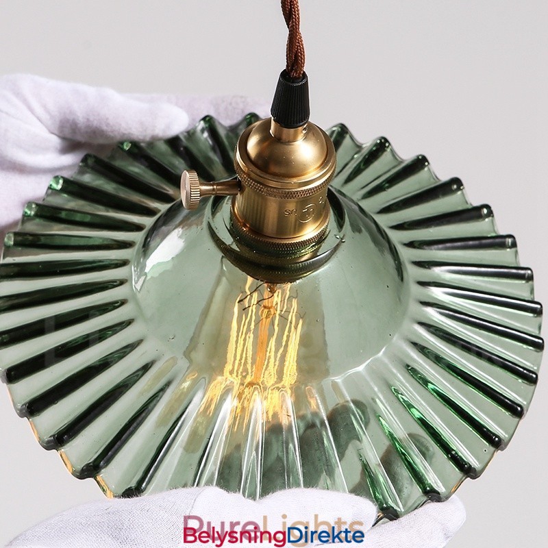 Rustic Lodge Retro Stål Pendellampe Med 1 Lys Og Glassskjerm