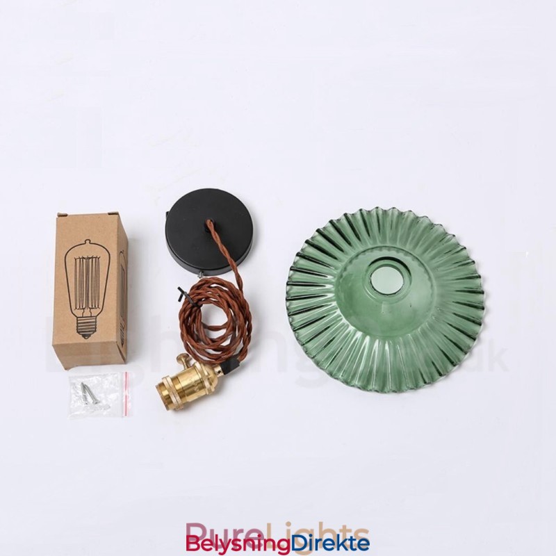 Rustic Lodge Retro Stål Pendellampe Med 1 Lys Og Glassskjerm