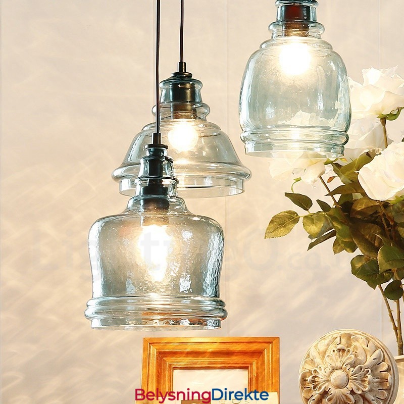 Moderne Og Moderne Stål Pendellampe Med 1 Lys Og Glassskjerm