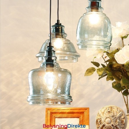 Moderne Og Moderne Stål Pendellampe Med 1 Lys Og Glassskjerm