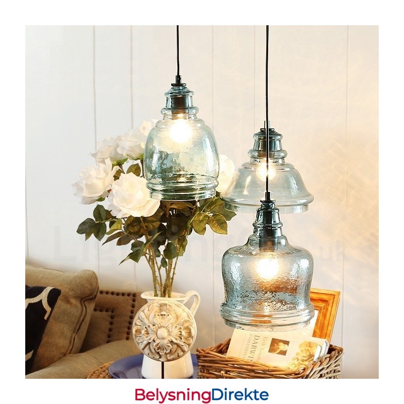 Moderne Og Moderne Stål Pendellampe Med 1 Lys Og Glassskjerm