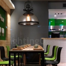 Retro Pendellampe I Stål Med 1 Lys Og Glassskjerm