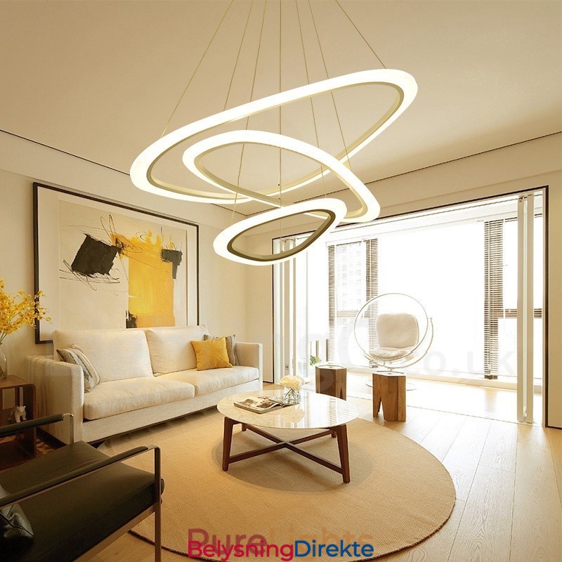 Dimbar Med Fjernkontroll Moderne Og Moderne 3-Lys Aluminiumslegering Pendellampe Med Akrylskjerm