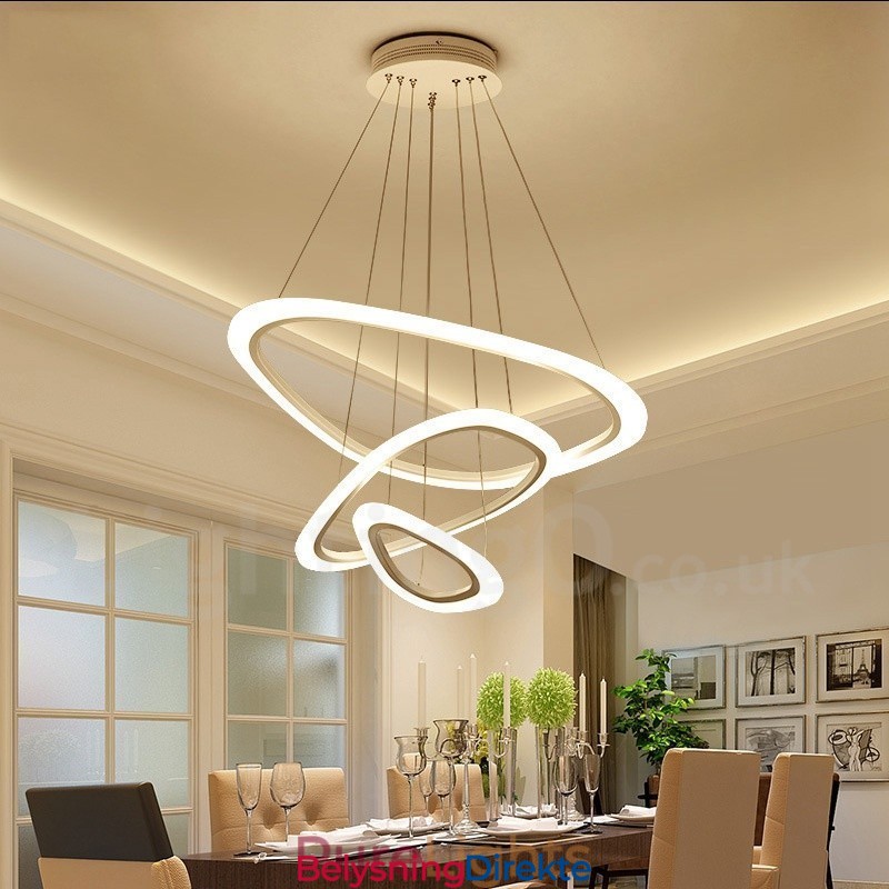 Dimbar Med Fjernkontroll Moderne Og Moderne 3-Lys Aluminiumslegering Pendellampe Med Akrylskjerm