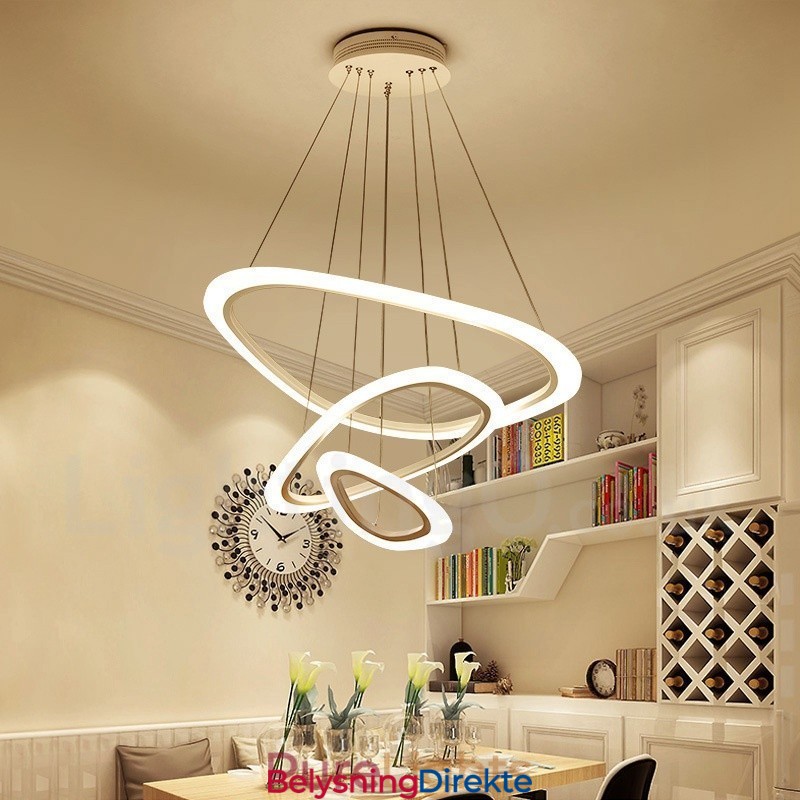 Dimbar Med Fjernkontroll Moderne Og Moderne 3-Lys Aluminiumslegering Pendellampe Med Akrylskjerm