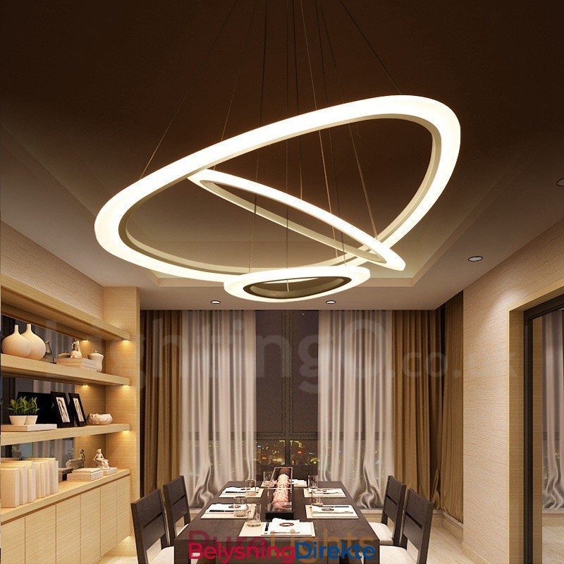 Dimbar Med Fjernkontroll Moderne Og Moderne 3-Lys Aluminiumslegering Pendellampe Med Akrylskjerm