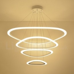 Dimbar Med Fjernkontroll Moderne Samtidskunst 4-Lys Aluminiumslegering Anhengslampe Med Akrylskjerm