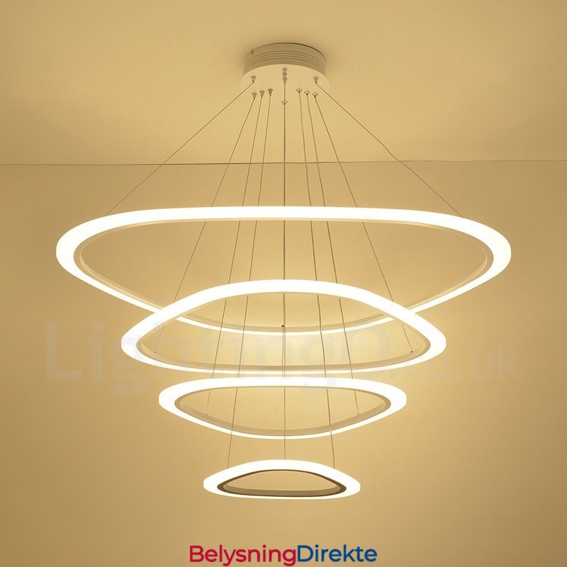 Dimbar Med Fjernkontroll Moderne Samtidskunst 4-Lys Aluminiumslegering Anhengslampe Med Akrylskjerm