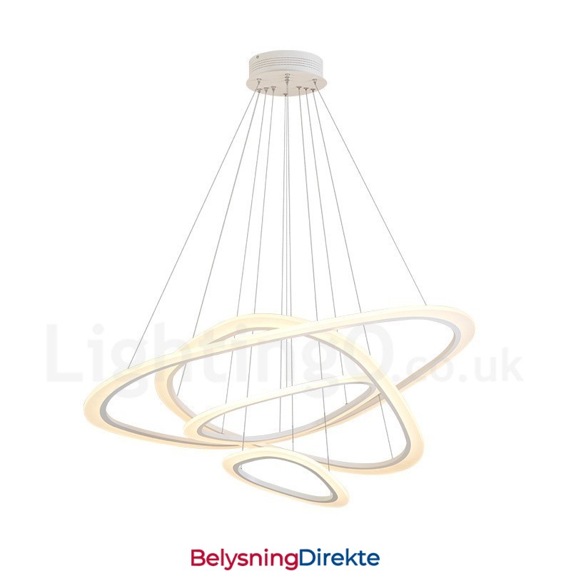 Dimbar Med Fjernkontroll Moderne Samtidskunst 4-Lys Aluminiumslegering Anhengslampe Med Akrylskjerm