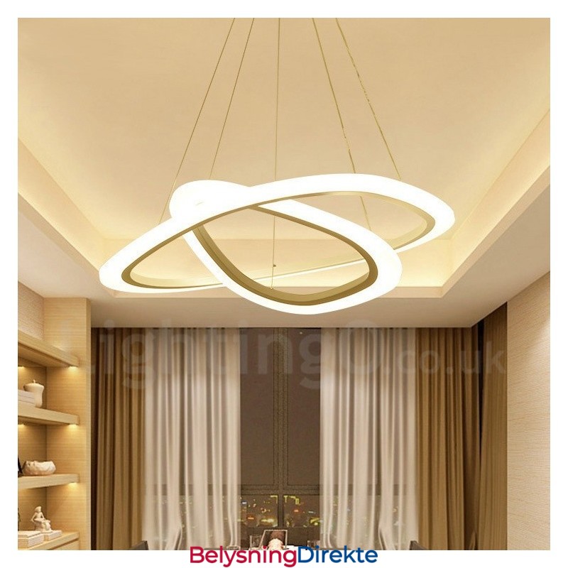 Dimmbar Med Fjernkontroll Moderne Samtidsstil 2 Rings Lys Aluminiumslegering Pendellampe Med Akrylskjerm