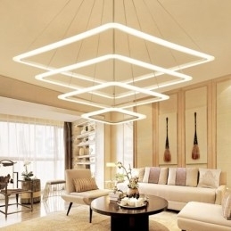 Moderne Og Moderne Pendellampe I Aluminium Med 4 Lys Og Akrylskjerm