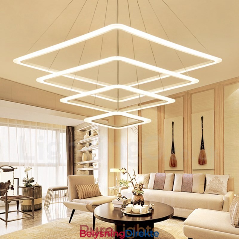 Moderne Og Moderne Pendellampe I Aluminium Med 4 Lys Og Akrylskjerm