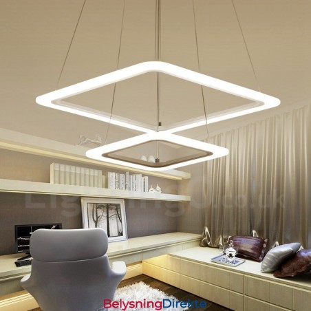 Moderne Og Moderne Pendellampe I Aluminium Med 2 Lys Og Akrylskjerm