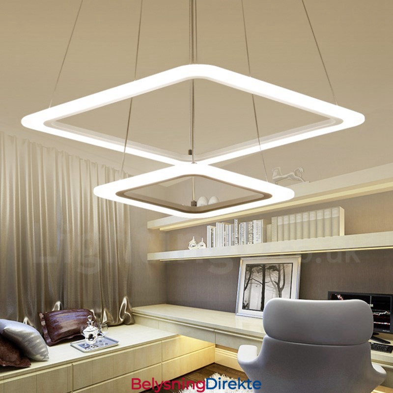 Moderne Og Moderne Pendellampe I Aluminium Med 2 Lys Og Akrylskjerm