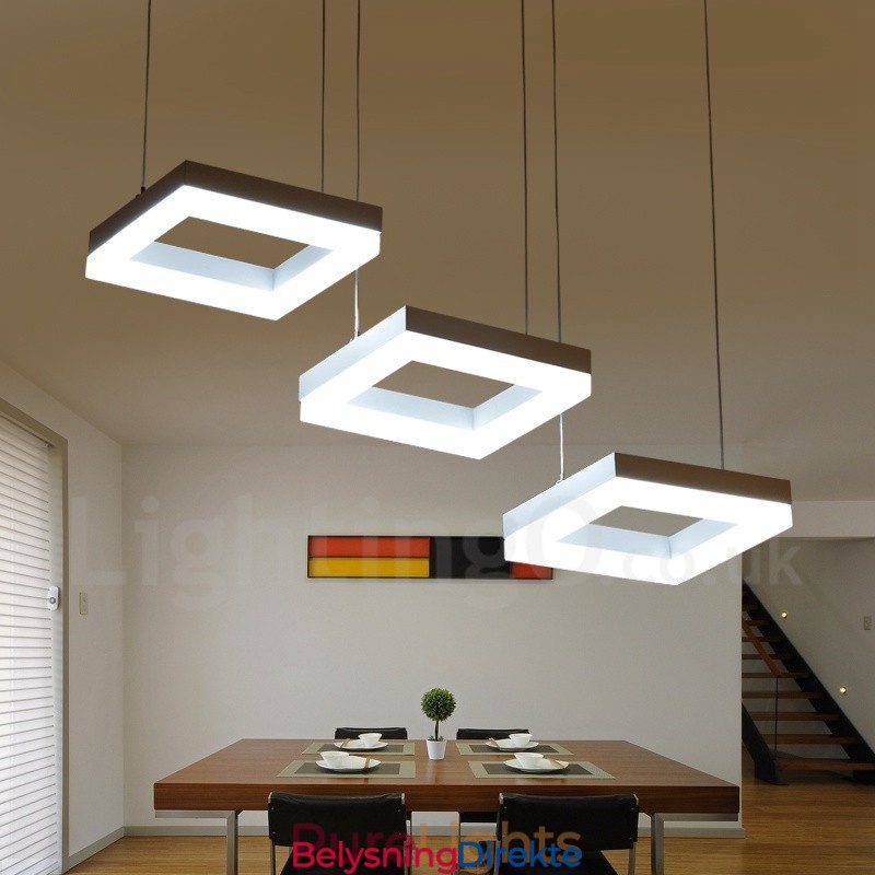 Moderne Og Moderne Pendellampe I Aluminium Med 3 Lys Og Akrylskjerm