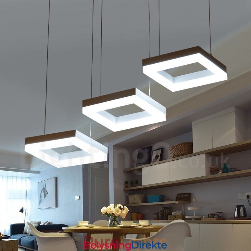 Moderne Og Moderne Pendellampe I Aluminium Med 3 Lys Og Akrylskjerm