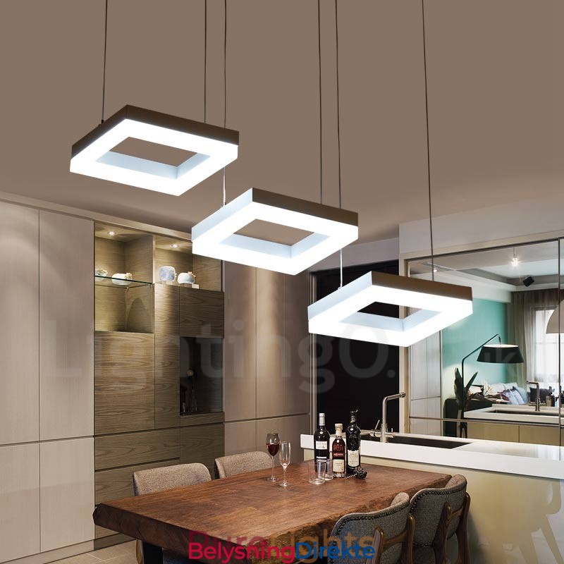 Moderne Og Moderne Pendellampe I Aluminium Med 3 Lys Og Akrylskjerm