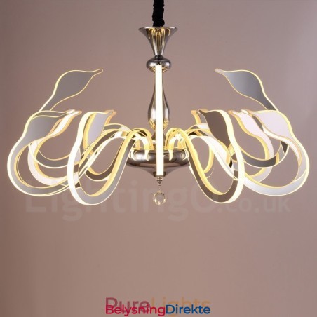 Dimbar Moderne Samtidskrone I Stål Med 12 Lys Og Akrylskjerm