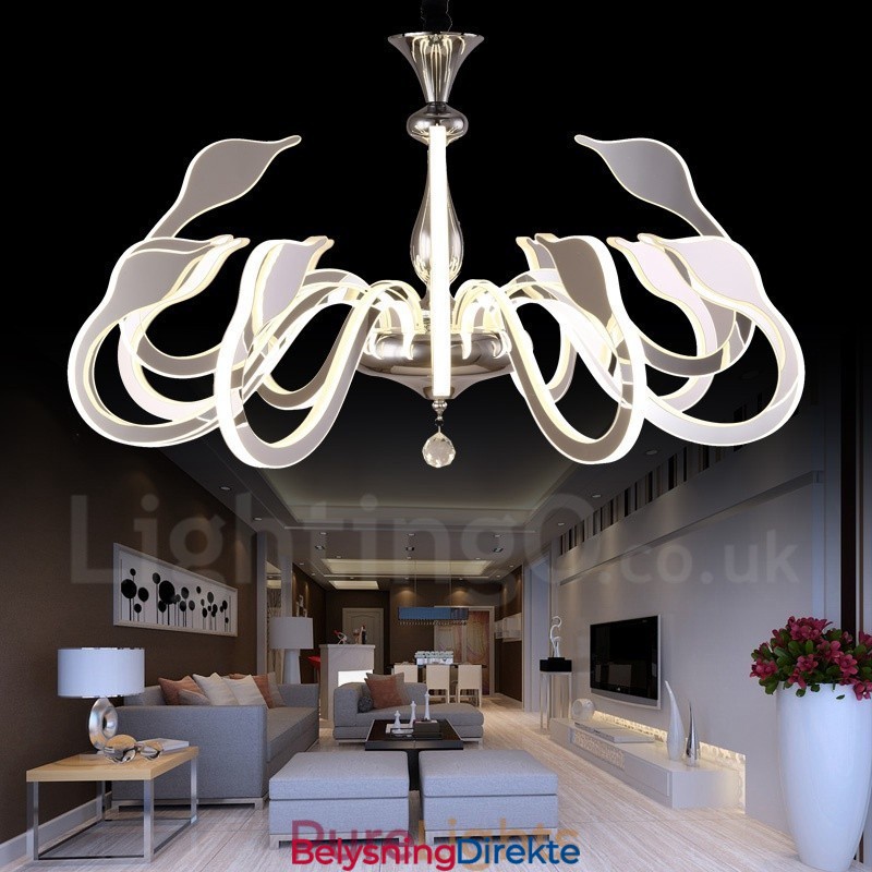 Dimbar Moderne Samtidskrone I Stål Med 12 Lys Og Akrylskjerm