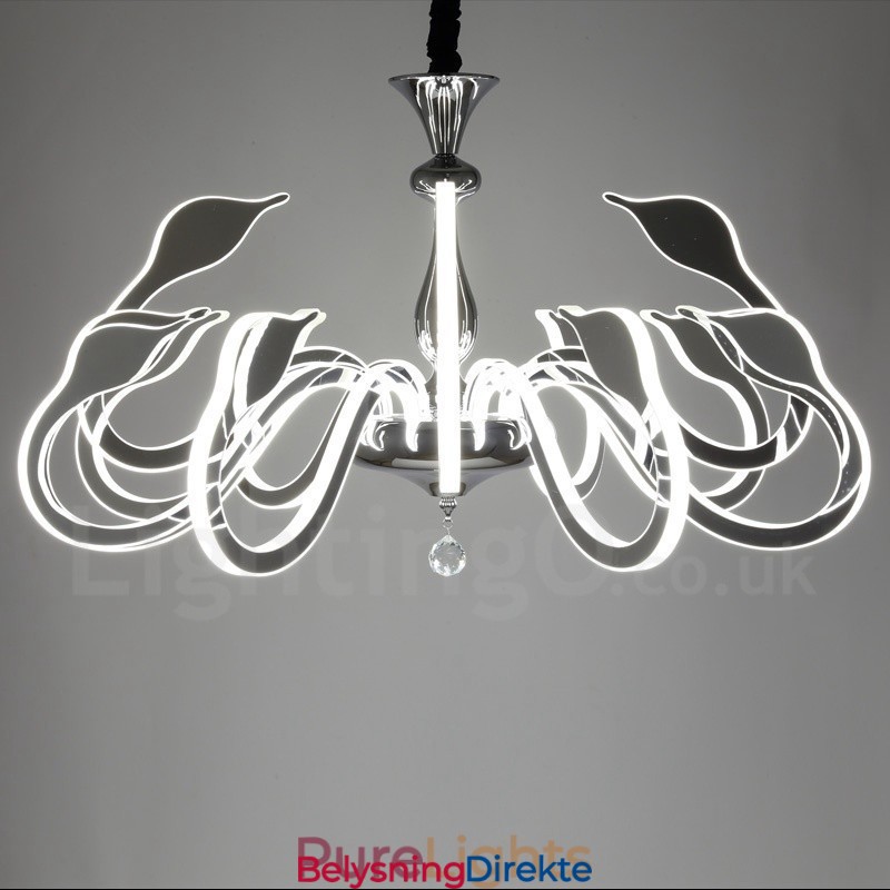 Dimbar Moderne Samtidskrone I Stål Med 12 Lys Og Akrylskjerm