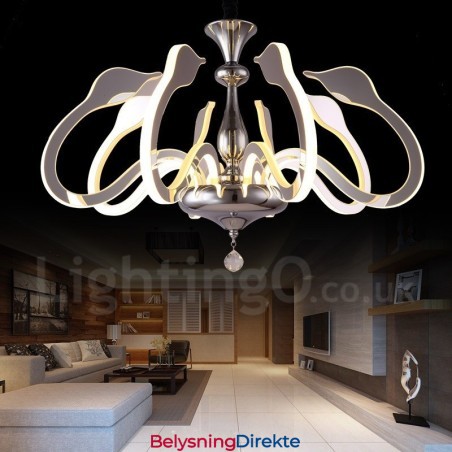 Dimbar Moderne Samtidskrone I Stål Med 8 Lys Og Akrylskjerm