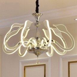 Dimbar Moderne Samtidskrone I Stål Med 8 Lys Og Akrylskjerm