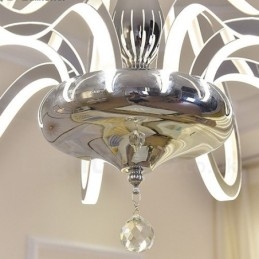 Dimbar Moderne Samtidskrone I Stål Med 6 Lys Og Akrylskjerm