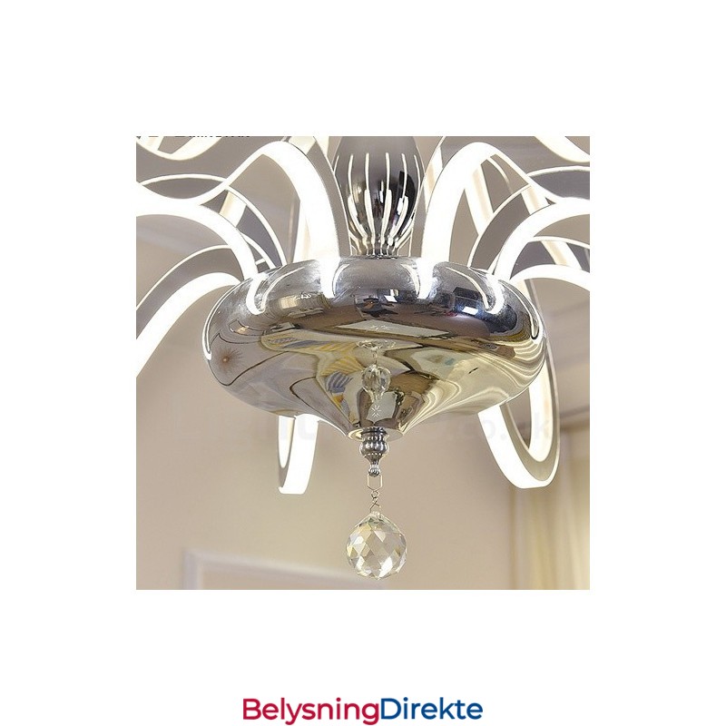 Dimbar Moderne Samtidskrone I Stål Med 6 Lys Og Akrylskjerm