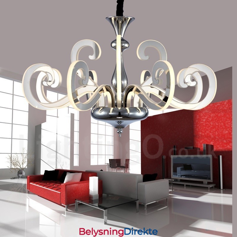 Dimbar Moderne Samtidskrone I Stål Med 12 Lys Og Akrylskjerm