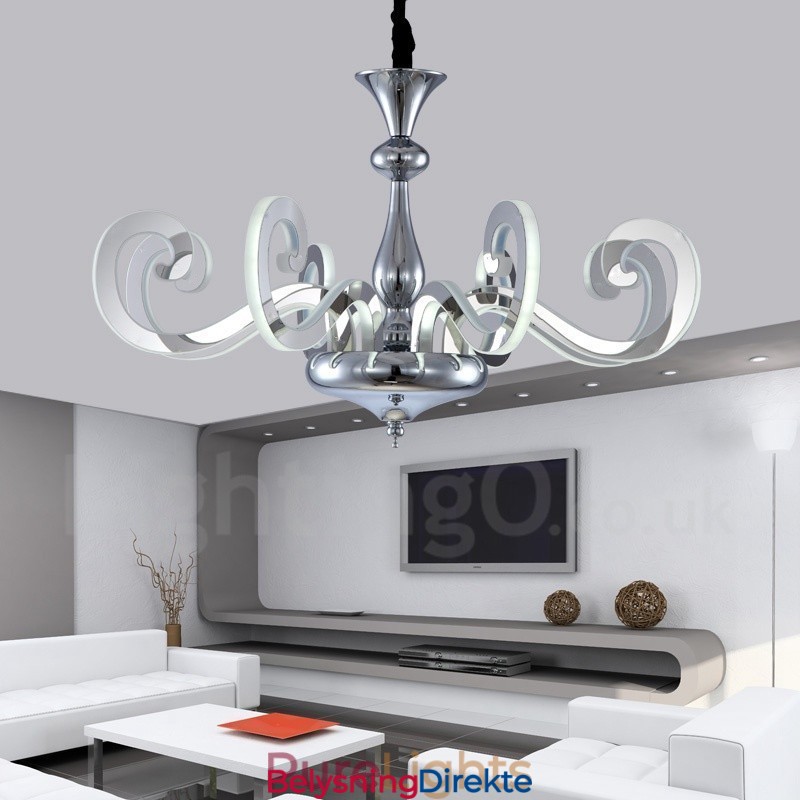 Dimbar Moderne Samtidskrone I Stål Med 8 Lys Og Akrylskjerm