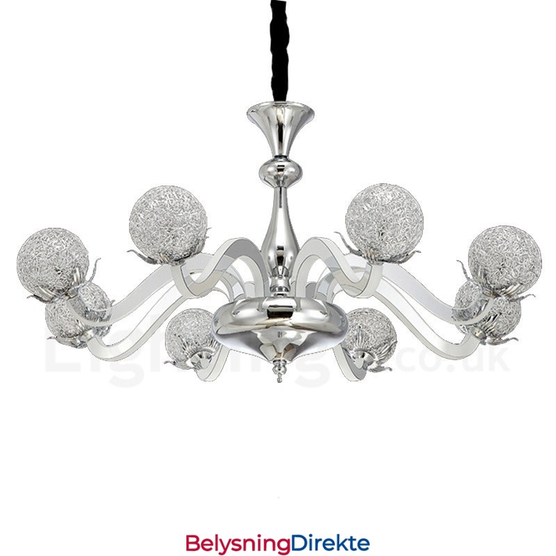 Dimbar Moderne Samtidskrone I Stål Med 8 Lys Og Skjerm I Aluminiumslegering