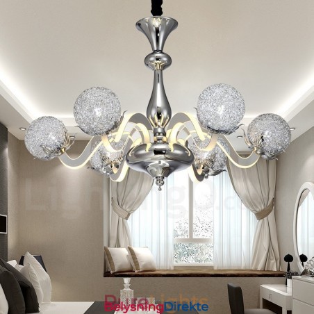 Dimbar Moderne Samtidskrone I Stål Med 6 Lys Og Skjerm I Aluminiumslegering