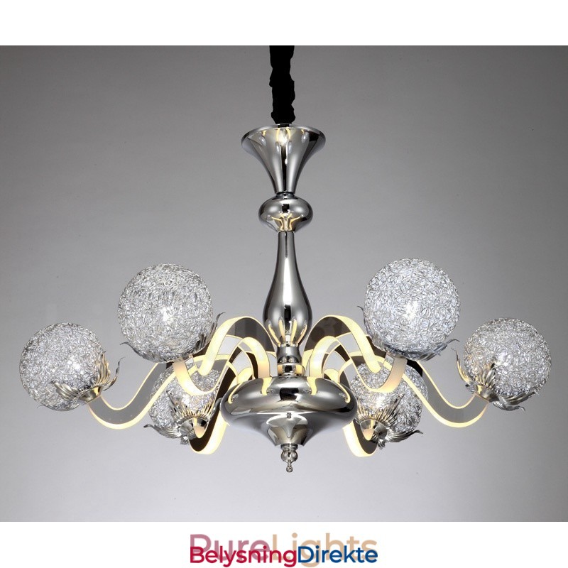 Dimbar Moderne Samtidskrone I Stål Med 6 Lys Og Skjerm I Aluminiumslegering