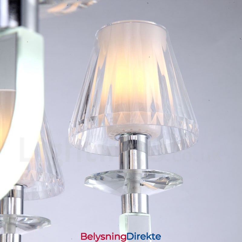 Dimbar Moderne Samtidskrone Med 8 Lys Og Glassskjerm