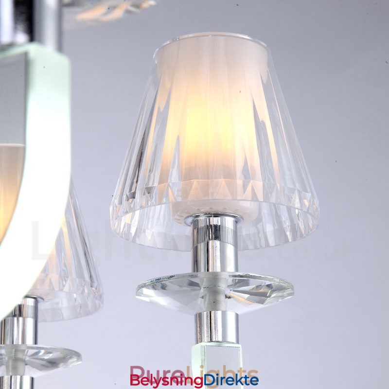 Dimbar Moderne Samtidskunstnerisk Krystalllysekrone Med 6 Lys Og Glassskjerm