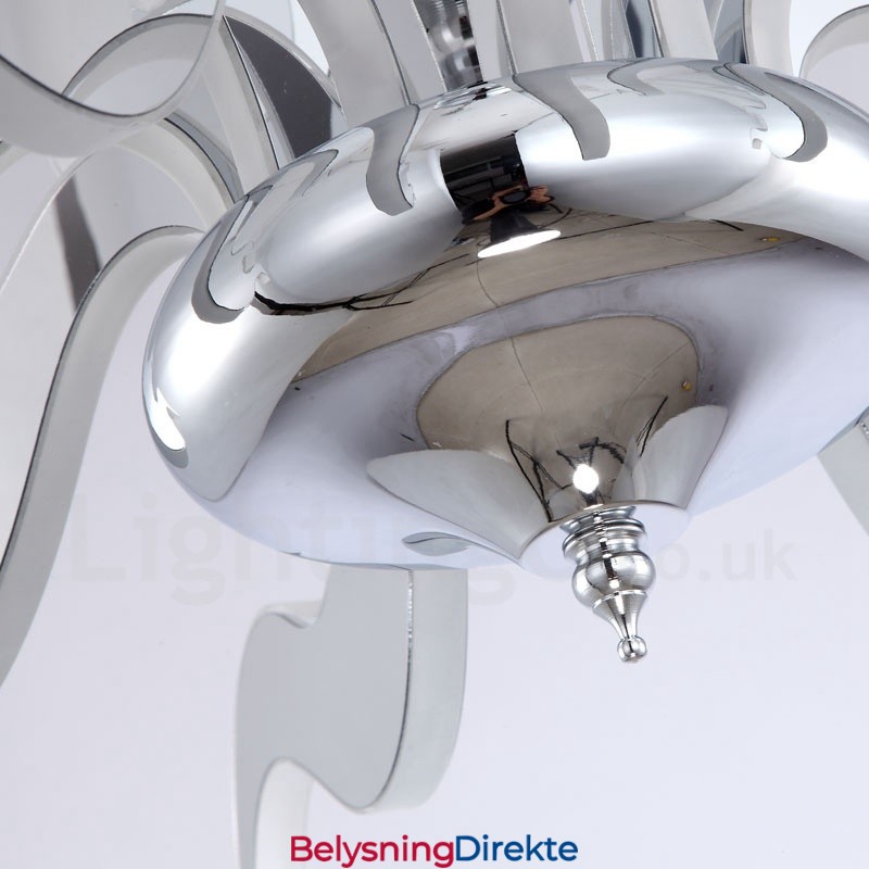 Dimbar Moderne Samtidskunstnerisk Lysekrone I Stål Med 15 Lys Og Akrylskjerm