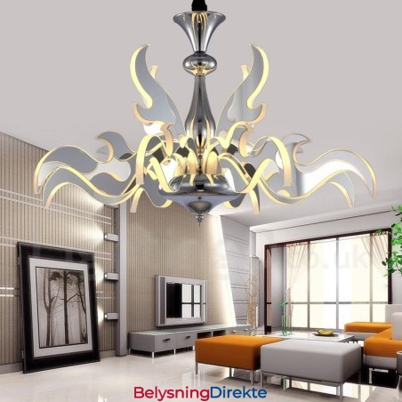 Dimbar Moderne Samtidskrone I Stål Med 12 Lys Og Akrylskjerm