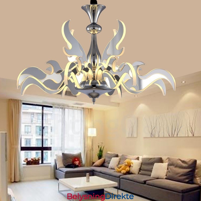 Dimbar Moderne Samtidskrone I Stål Med 12 Lys Og Akrylskjerm