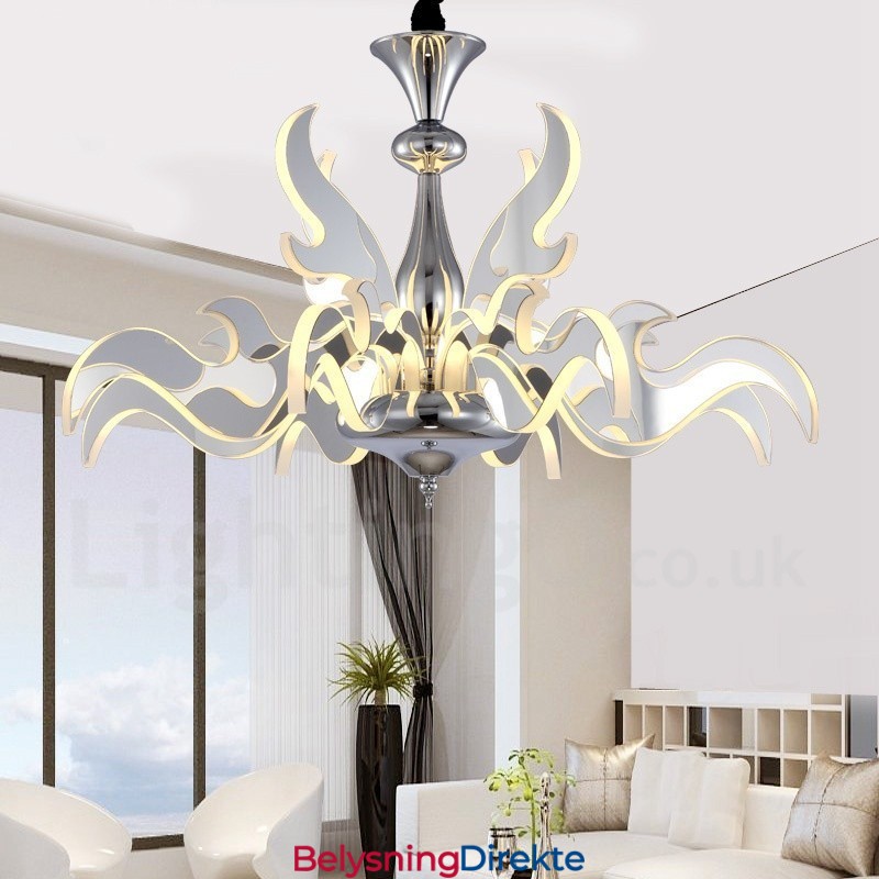 Dimbar Moderne Samtidskrone I Stål Med 12 Lys Og Akrylskjerm