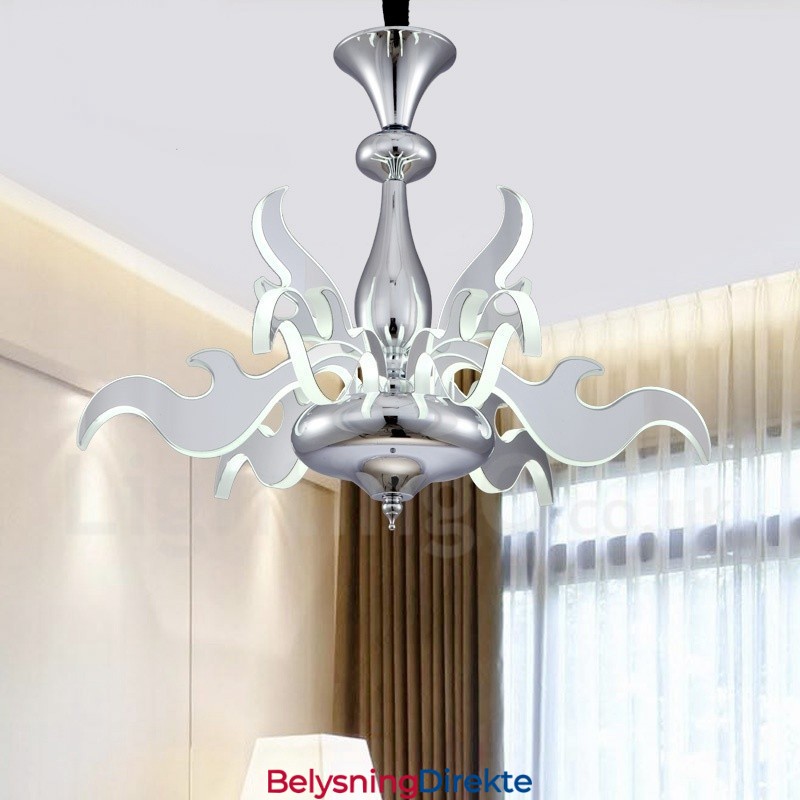 Dimbar Moderne Samtidskrone I Stål Med 9 Lys Og Akrylskjerm