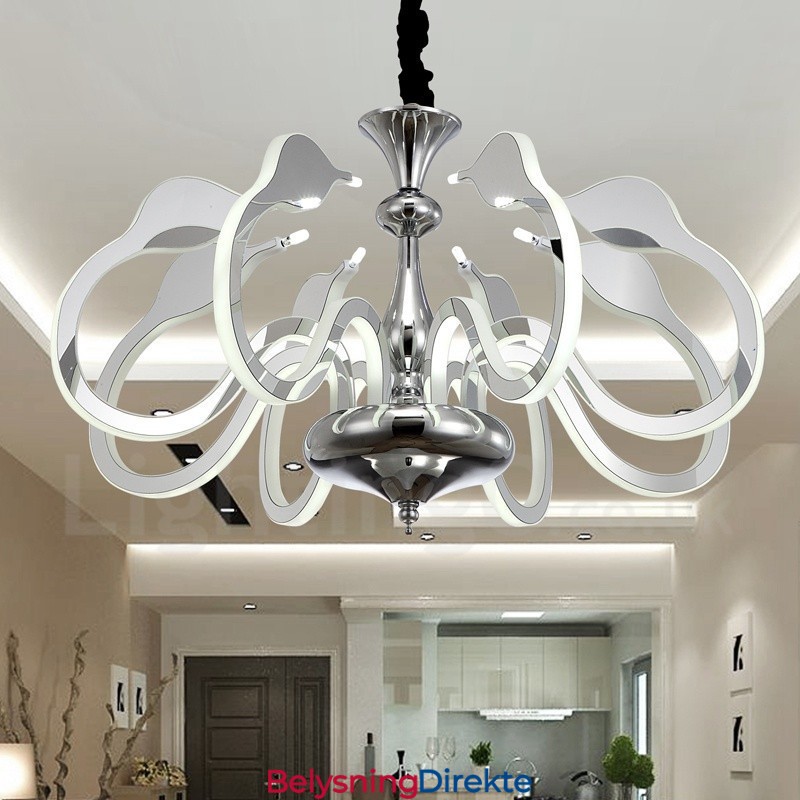 Dimbar Moderne Samtidskrone I Stål Med 8 Lys Og Akrylskjerm